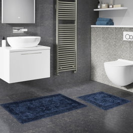 Mijölnir Juego de alfombrillas de baño de algodón 100% Azul oscuro